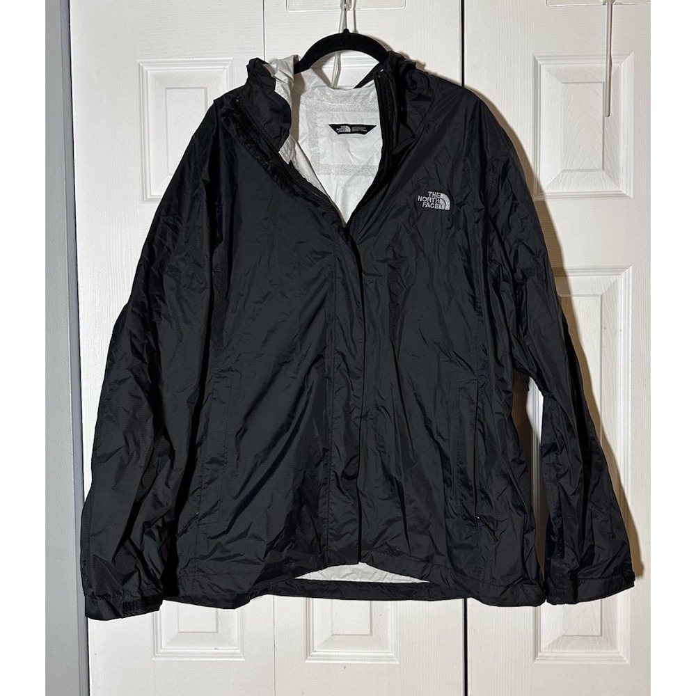 The North Face Women's HyVent Hooded Full Zip Windbreaker Black 2XL